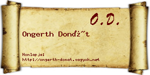 Ongerth Donát névjegykártya